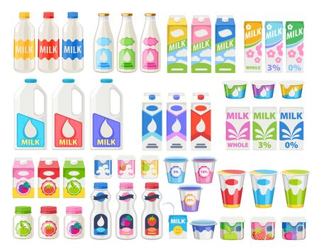 Milk products icons set.のイラスト素材