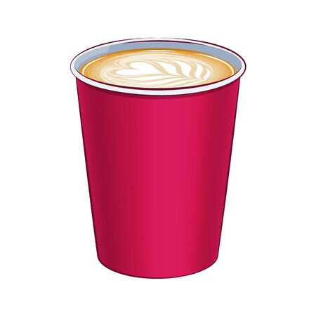Paper coffee cup top view vector illustration. Hot drink icon.のイラスト素材