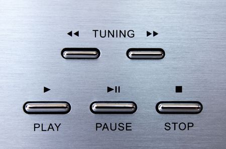 Silver remote control playback keypad with black symbolの写真素材