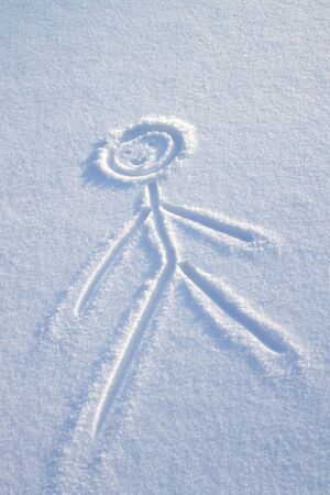 Drawing on the snowの写真素材