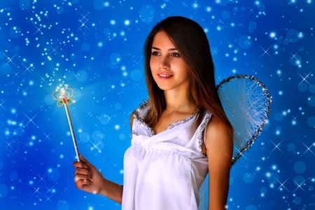 Girl dressed as an angelの写真素材
