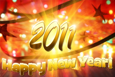 2011 against a background of bright lightsの写真素材