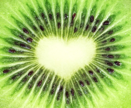 Kiwi fruit close-up. Heart shapeの写真素材