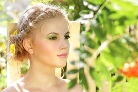 Young woman with summer make-upの写真素材