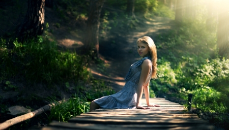 beautiful girl in fairy forest dark. backgroundの写真素材
