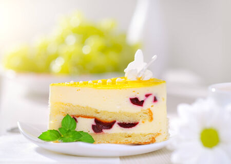 Piece of cake on light の写真素材
