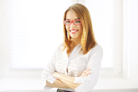 Young business woman. on  light backgroundの写真素材
