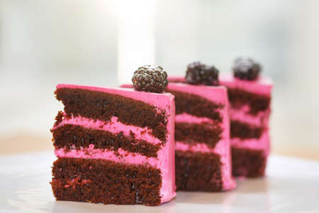 Fresh cake on a light backgroundの写真素材