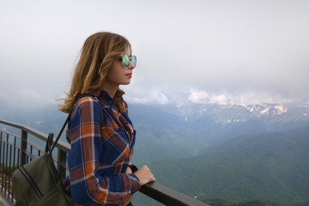 Beautiful girl in sunglasses. Rosa Khutorの写真素材