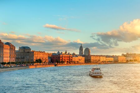 Neva River, St. Petersburg. Sunsetの写真素材