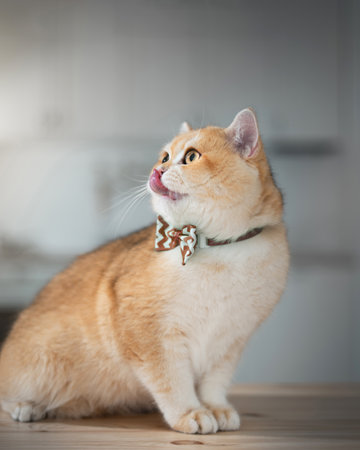 British golden chinchilla. Ginger cat studio photoの写真素材