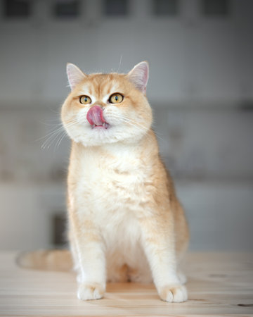 British golden chinchilla. Ginger cat studio photoの写真素材