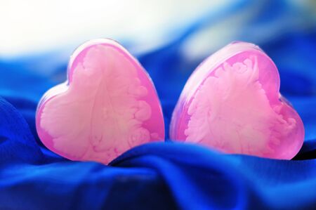 Heart shaped handmade soap - present to valentine dayの写真素材