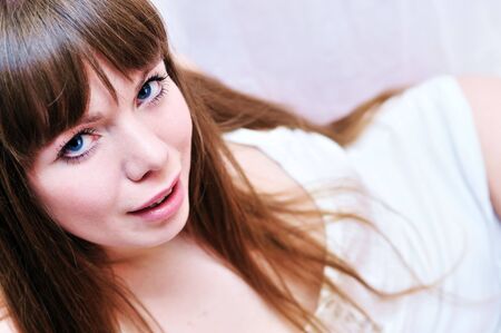  Portrait of young beauty  laying woman の写真素材