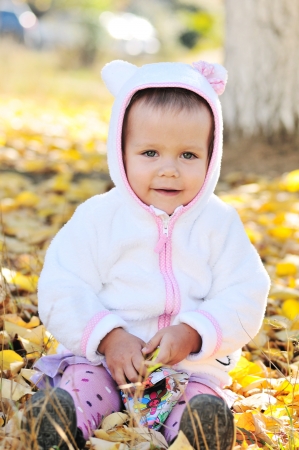 toddler girl with happy smile on the faceの写真素材