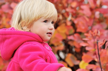 sweet toddler girl looking aheadの写真素材