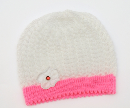 hat for baby girl with flowerの写真素材
