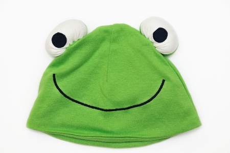 funny baby hat on over the whiteの写真素材
