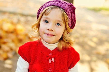 portrait of sweet girl in fall timeの写真素材