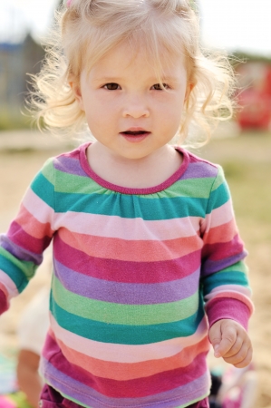 toddler girl with hazel eyesの写真素材