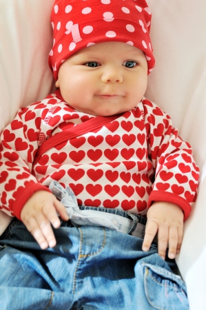 lovely two months old babyの写真素材