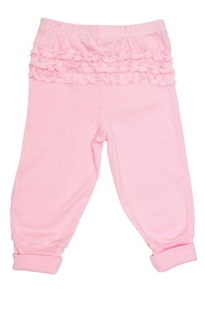pink baby pants on over the whiteの写真素材