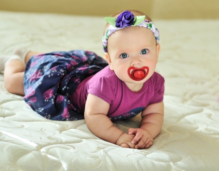 fashion baby girl with tears in eyesの写真素材