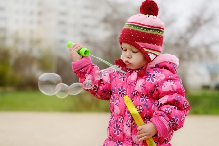 spring fun of toddler girlの写真素材