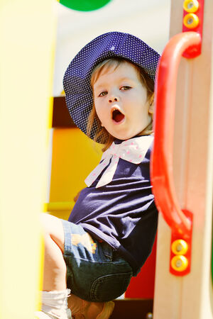 cute toddler on the playgroundの写真素材