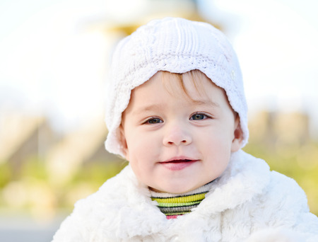  happy face of baby girlの写真素材