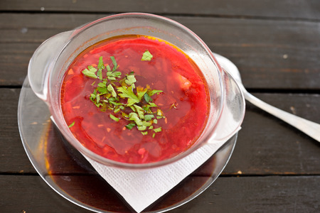 ukrainian and russian beet soup (borscht)の写真素材