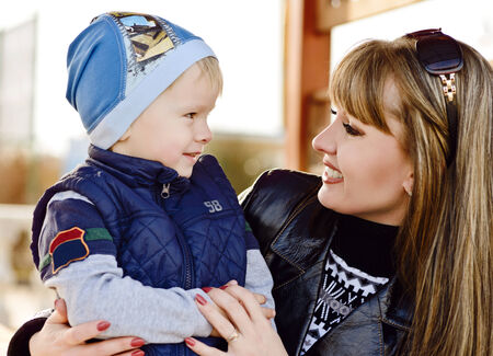 happy mother and  her sonの写真素材