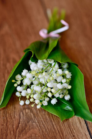 fresh bouquet of lily of the valleyの写真素材