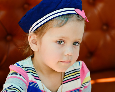 portrait of little sailor girlの写真素材