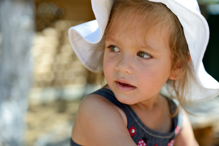 portrait of the summer toddler girlの写真素材