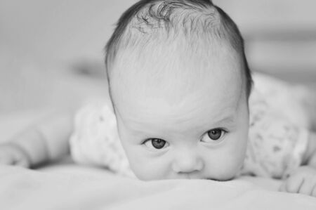 little baby can not keep head yetの写真素材