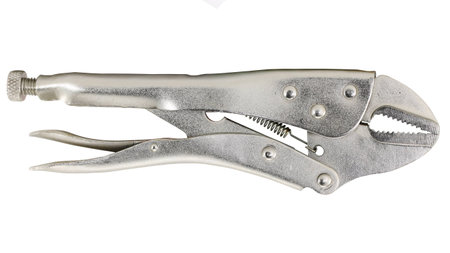 Silver pliers isolated on white backgroundの写真素材