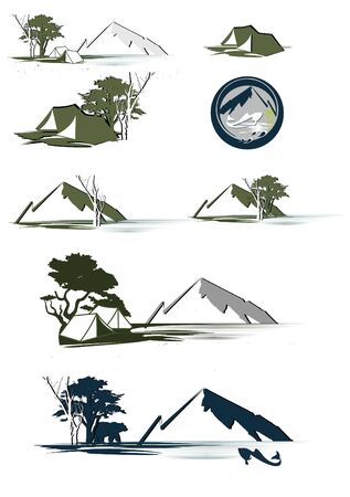 Camping bundle set of logosのイラスト素材