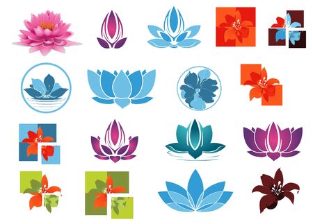 Bundle set of beatifull flowersのイラスト素材