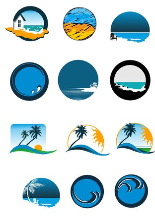 Sea and Ocean front bundle of illustrationのイラスト素材