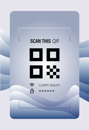 QR SCAN HOTSPOT BLUE THEME WITH WAVE CURVEのイラスト素材