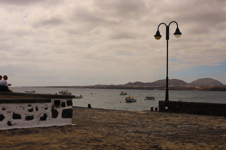 Spanish View Landscape in Lanzarote Tropical Volcanic Canary Islands Spainの写真素材