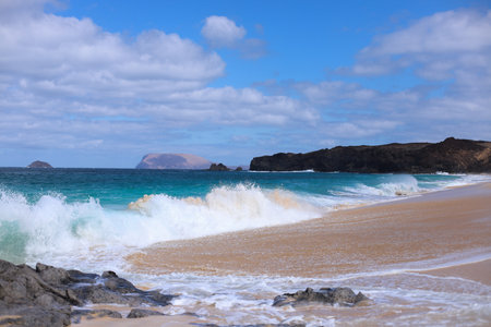 Beautiful beach on the island of La Graciosa, Canary Islands, Spainの写真素材