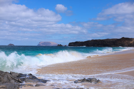 Beautiful beach on the island of La Graciosa, Canary Islands, Spainの写真素材