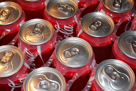 Stony Point, North Carolina - October 30, 2012: Coca-Cola Cans bought by the case.