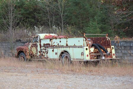Hidnite, North Carolina - November 02, 2012: 1950 GMC Firetruck parked at All-American Service...