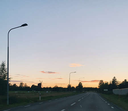 Sunset in the countryside of Stockholm, Sweden.の写真素材