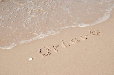written on beach holidayの写真素材