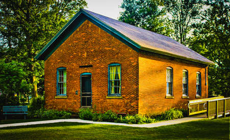 Historic schoolhouse building in park in Geneva-On-The-Lake, Ohioのeditorial素材