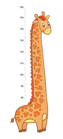 stadiometer Cheerful children giraffe meter wall from metre centimeterのイラスト素材